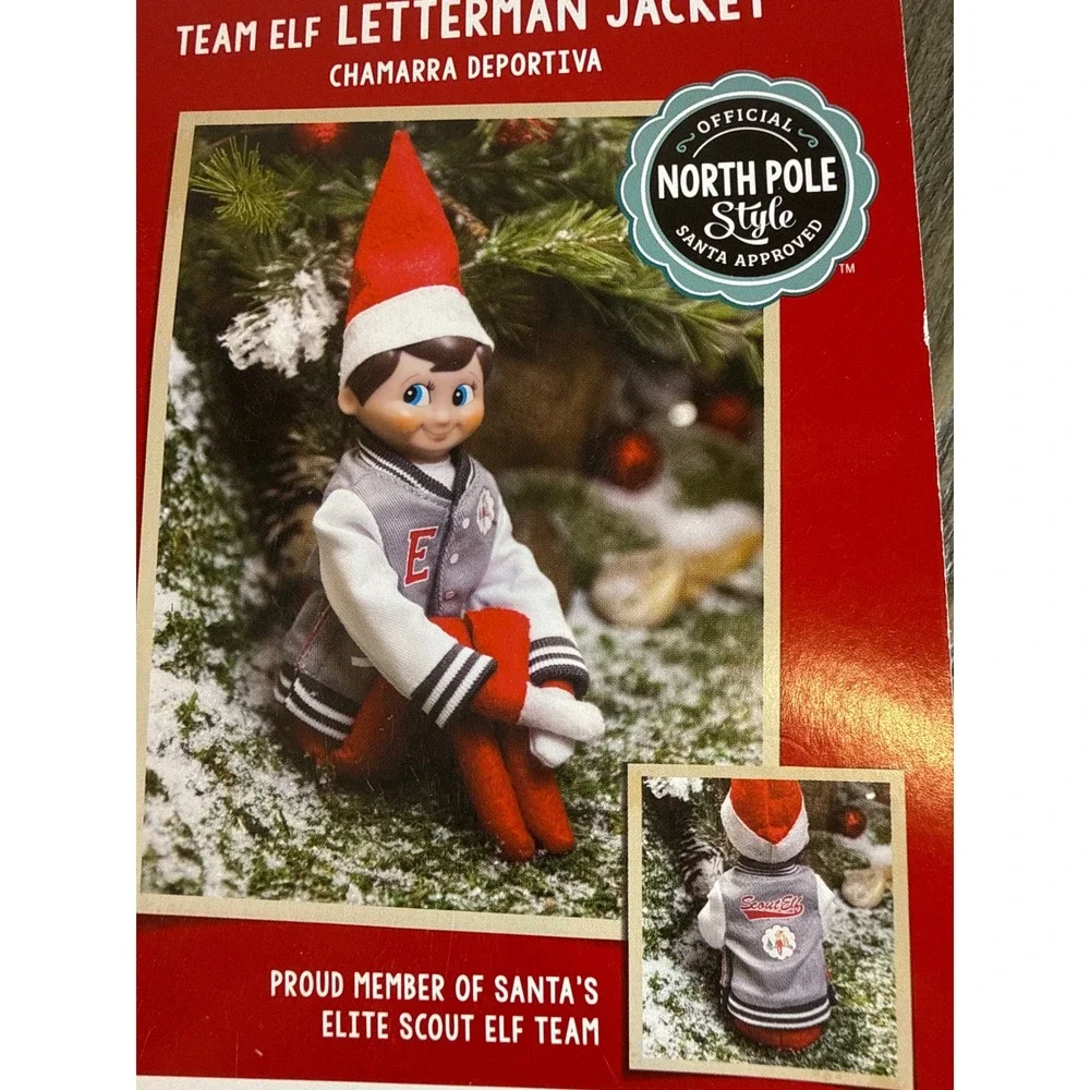 Elf on the Shelf Claus Couture Team Elf Letterman Jacket Gray New Varsity